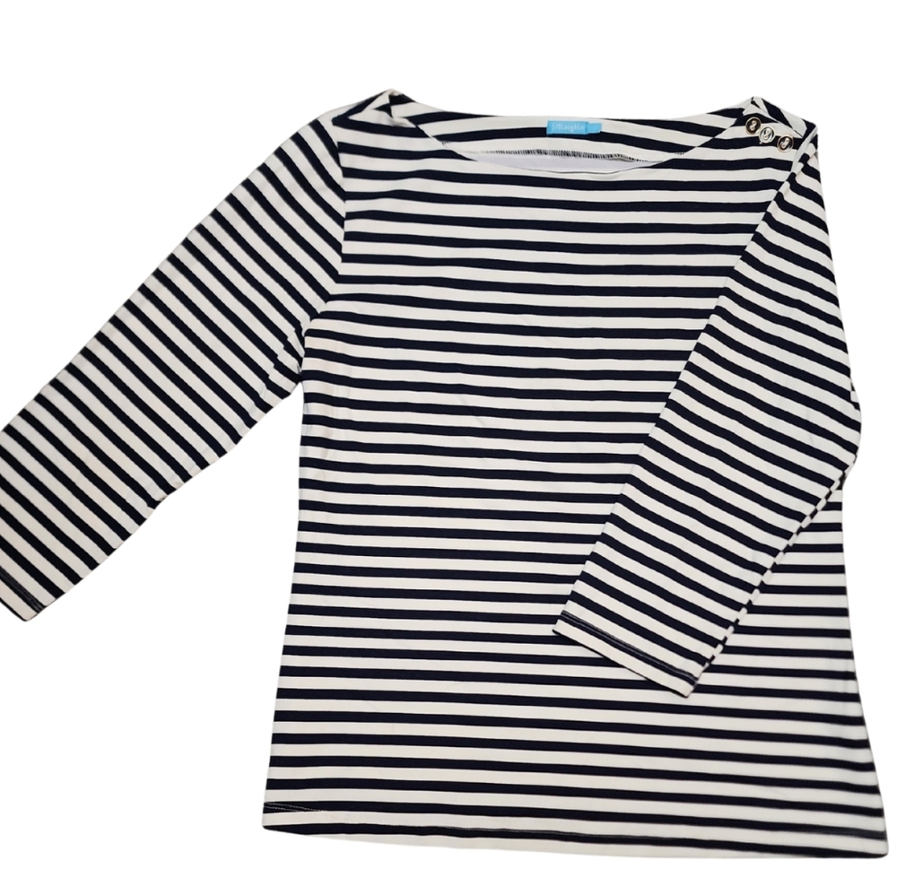 J. McLaughlin Catalina Cloth Wavesong Striped Nautical Top Large